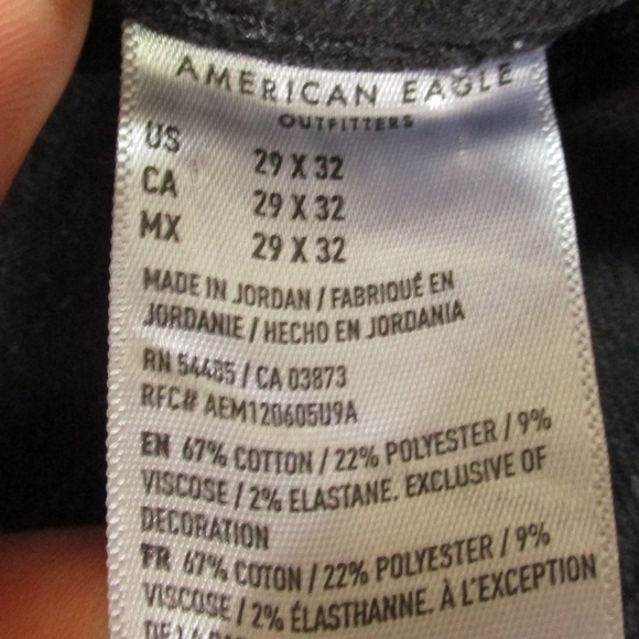 American Eagle Jeans Men's 29x31 Black Slim Next Level Flex Distressed Denim - Picture 9 of 9